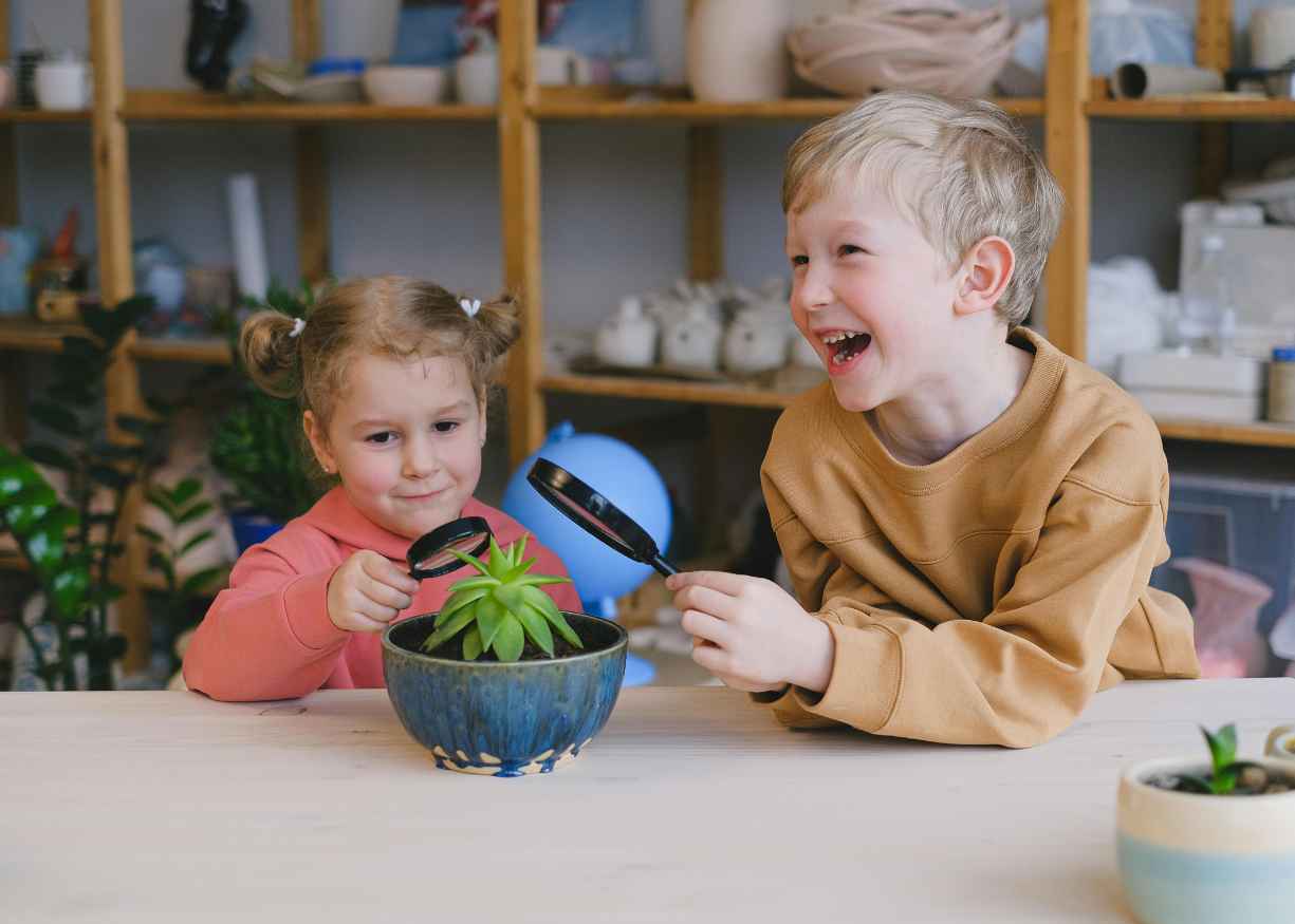 Three-year-olds working on a shared project